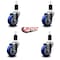 Service Caster 3.5'' Blue Poly Wheel Swivel 1-1/2'' Expanding Stem Caster Set, 4PK SCC-EX20S3514-PPUB-BLUE-112-4 - alternate 3